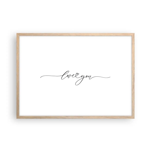 Póster en marco roble claro - Negro sobre blanco - 70x50 cm