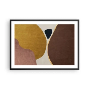 Póster en marco negro - Una composición abstracta con formas geométricas en colores cálidos. - 70x50cm - Abstracción - un lugar en el espacio - Decoración de pared moderna para salón y dormitorio ARTTOR