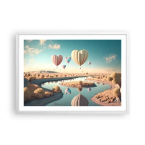 Póster en marco blanco - El amor te hace volar - 70x50 cm