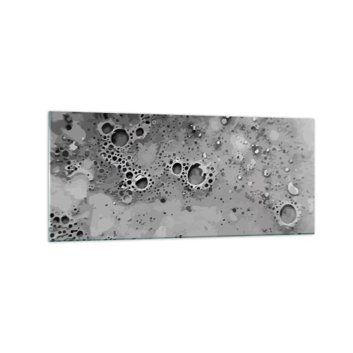 Cuadro sobre vidrio - Impresiones sobre Vidrio - Patrón abstracto de burbujas en blanco y negro - 120x50cm - Como un paisaje lunar - Decoración de pared moderna para salón y dormitorio ARTTOR