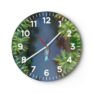 Reloj de pared - Reloj de vidrio - En un sendero tropical - 40x40 cm