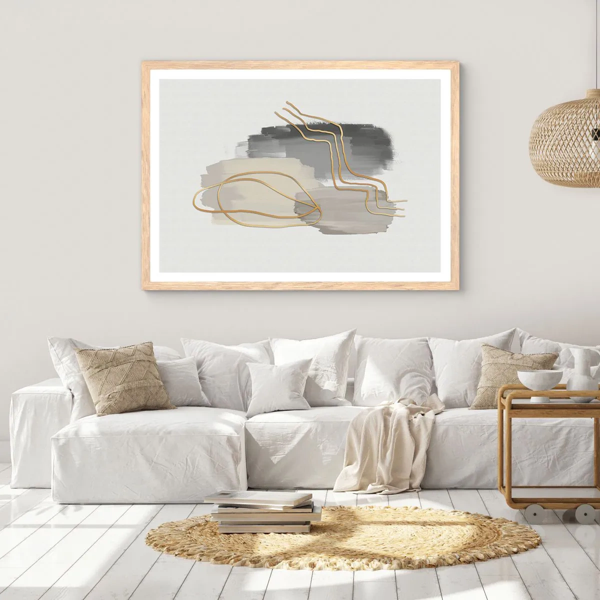 Póster en marco roble claro - Persistencia y movimiento - 100x70 cm