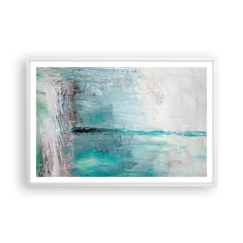 Póster en marco blanco - Horizontalmente sobre el azul - 91x61 cm