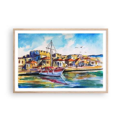 Póster en marco roble claro - Tarde de arco iris - 91x61 cm
