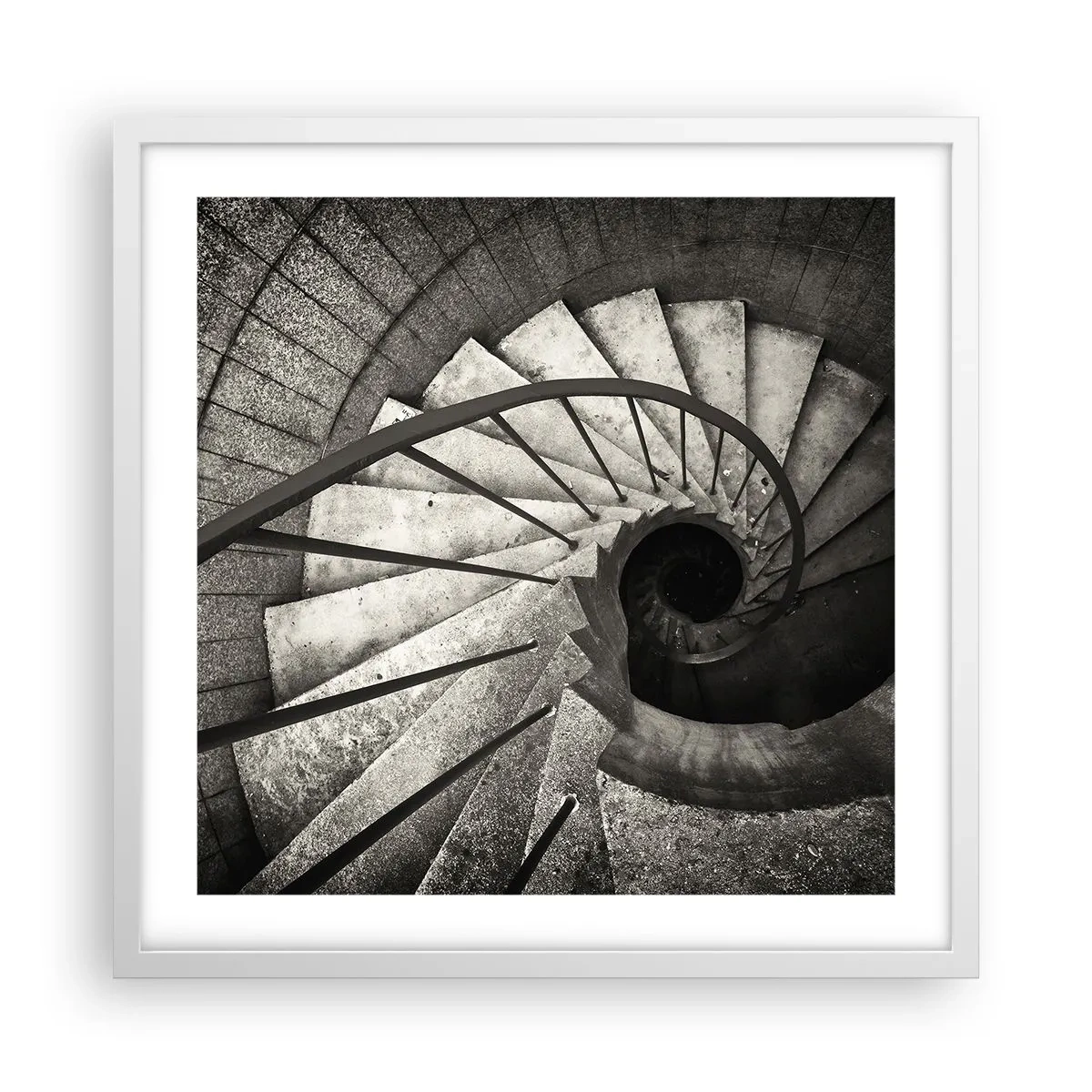Póster en marco blanco - Escaleras arriba, escaleras abajo - 50x50 cm