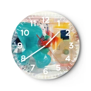 Reloj de pared - Reloj de vidrio - Un juego de colores - 40x40 cm