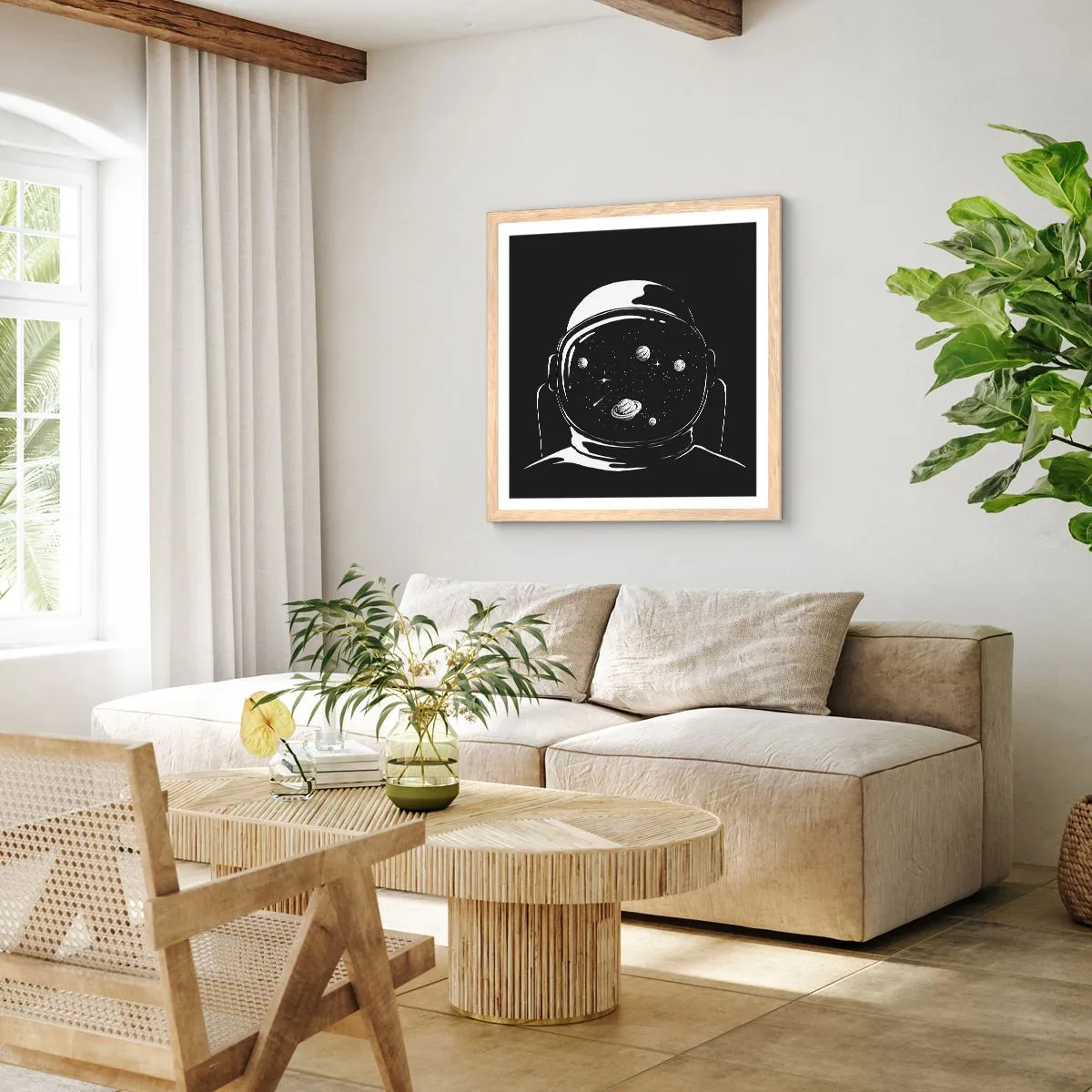 Póster en marco roble claro - Bonita vista - 30x30 cm