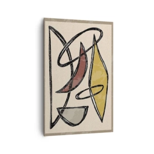 Cuadro sobre lienzo - Impresión de Imagen - Abstracción con formas geométricas y colores tenues. - 80x120cm - Verticales y niveles - Decoración de pared moderna para salón y dormitorio ARTTOR