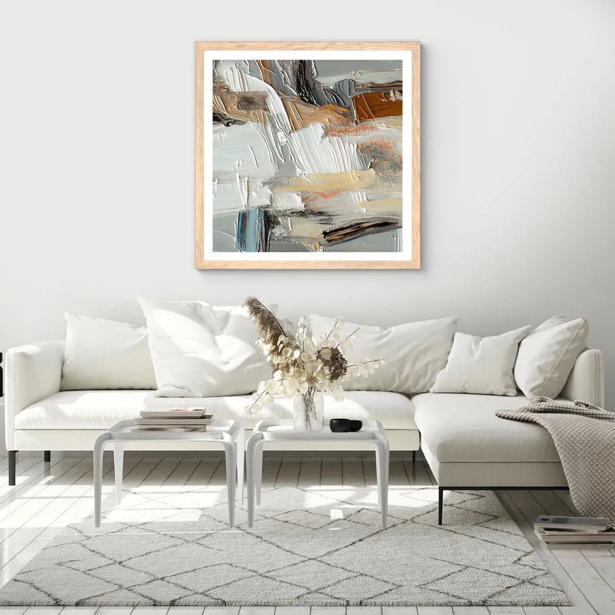 Póster en marco roble claro - Estratificación de colores - 40x40 cm