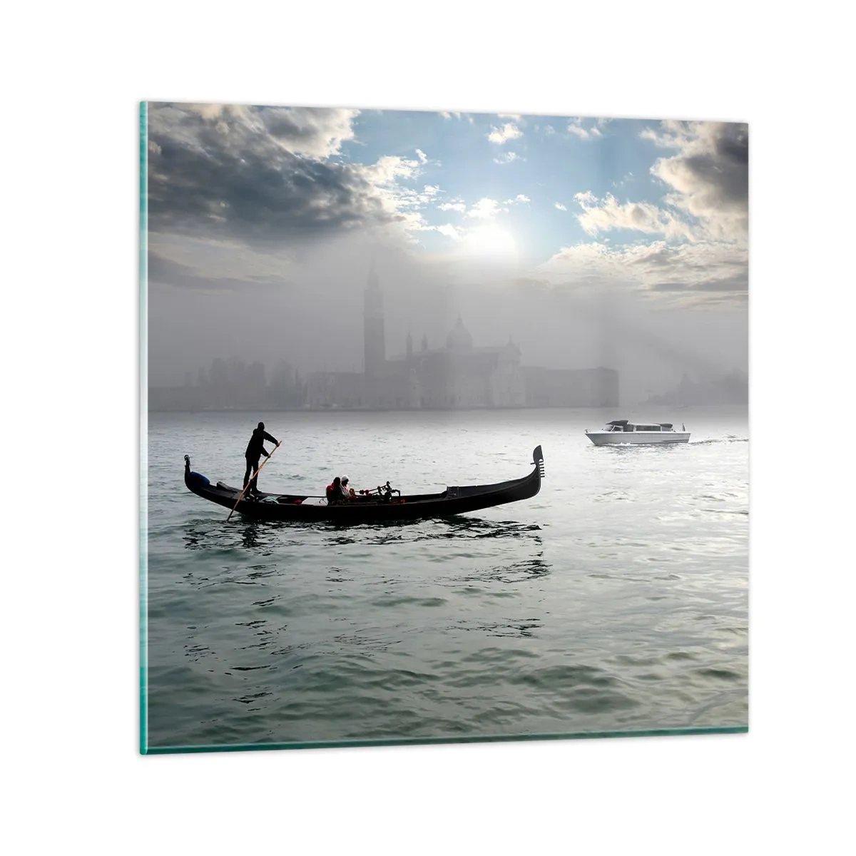 Cuadro sobre vidrio - Impresiones sobre Vidrio - Una fabulosa ciudad de agua y niebla - 40x40 cm