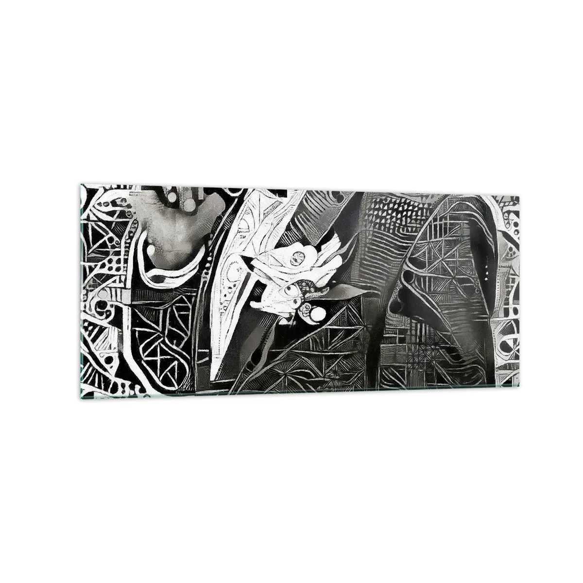 Cuadro sobre vidrio - Impresiones sobre Vidrio - Elegante abstracción de un hombre con traje en blanco y negro. - 120x50cm - Solo un hombre aparentemente gris - Decoración de pared moderna para salón y dormitorio ARTTOR