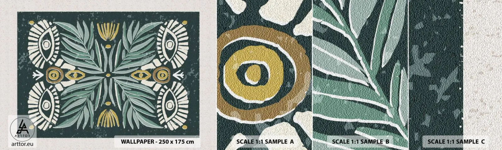 Muestra de fotomural autoadhesivo Deluxe Sticker - Como un recorte folclórico - bohemia, Patrón, Botánica - 100x30 cm