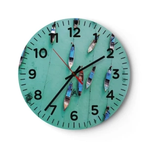 Reloj de pared - Reloj de vidrio - En alegre espera - 40x40 cm