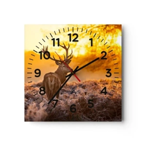Reloj de pared - Reloj de vidrio - Rey del bosque de otoño - 30x30 cm
