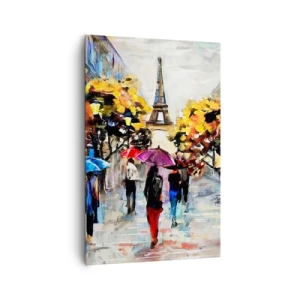 Cuadro sobre lienzo - Impresión de Imagen - Un paseo otoñal por París con vistas a la Torre Eiffel - 80x120cm - Especialmente hermoso en otoño - Decoración de pared moderna para salón y dormitorio ARTTOR