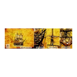 Muestra de fotomural autoadhesivo Deluxe Sticker - ¡Rumbo a la isla Tortuga! - Náutico, barco de mar, Velero - 100x30 cm