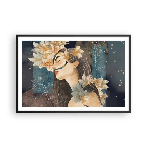 Póster en marco negro - Cuento de princesa con lirios - 91x61 cm