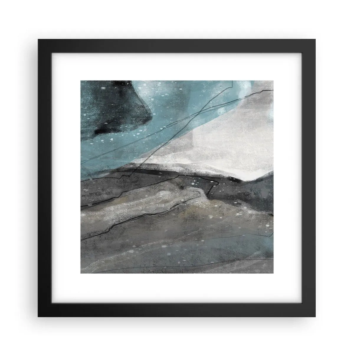 Póster en marco negro - Abstracción: rocas y hielo - 30x30 cm