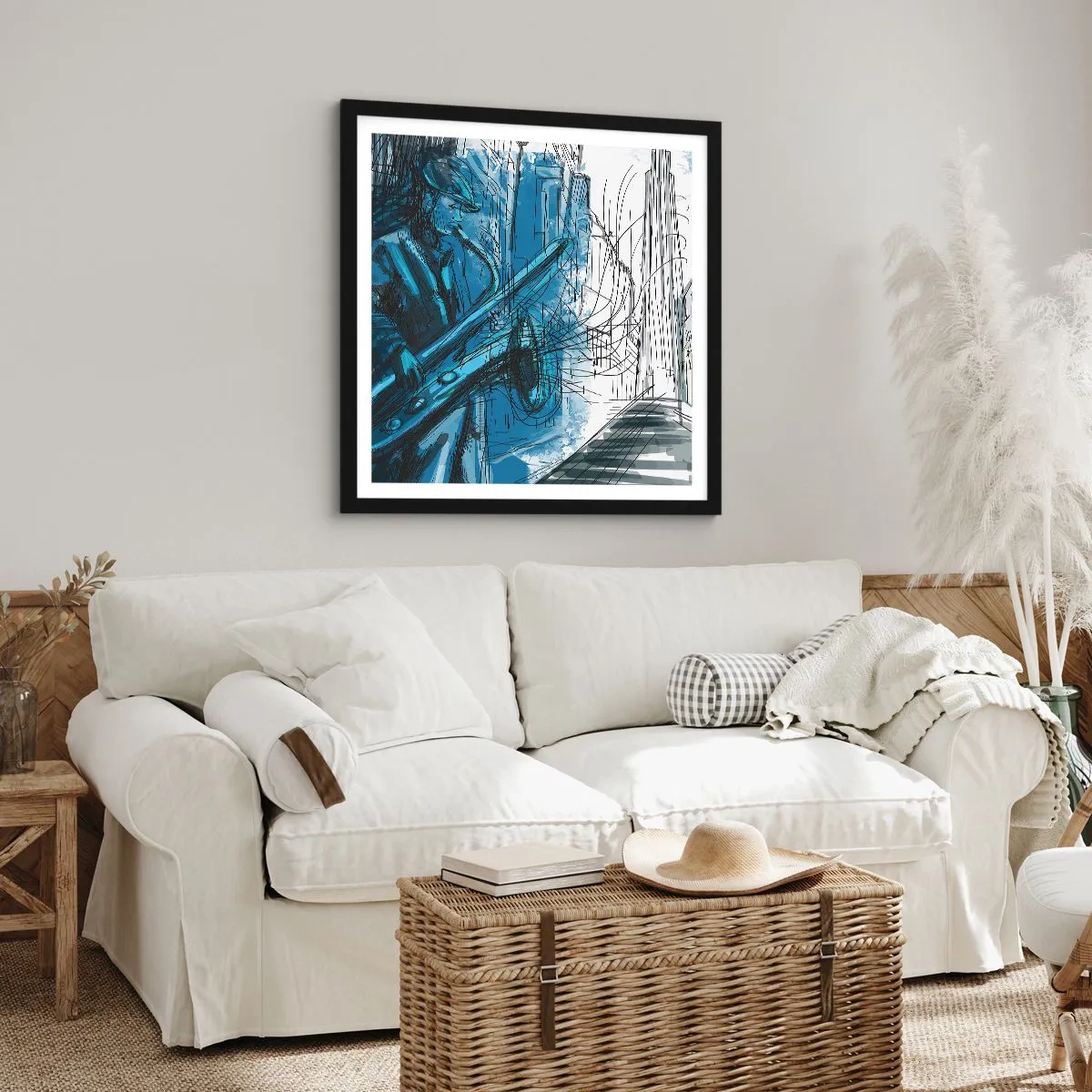 Póster en marco negro - Rapsodia urbana - 60x60 cm