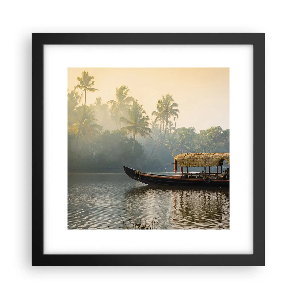 Póster en marco negro - Casa en el río - 30x30 cm