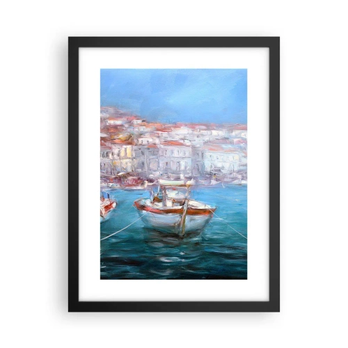 Póster en marco negro - Bahía italiana - 30x40 cm