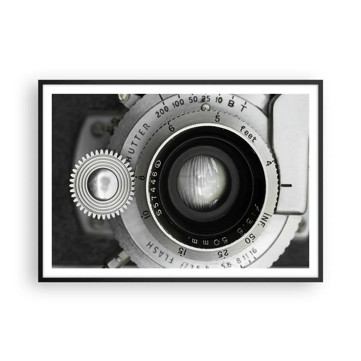 Póster en marco negro - La lente de una cámara antigua - 100x70cm - Una historia de Hollywood - Decoración de pared moderna para salón y dormitorio ARTTOR