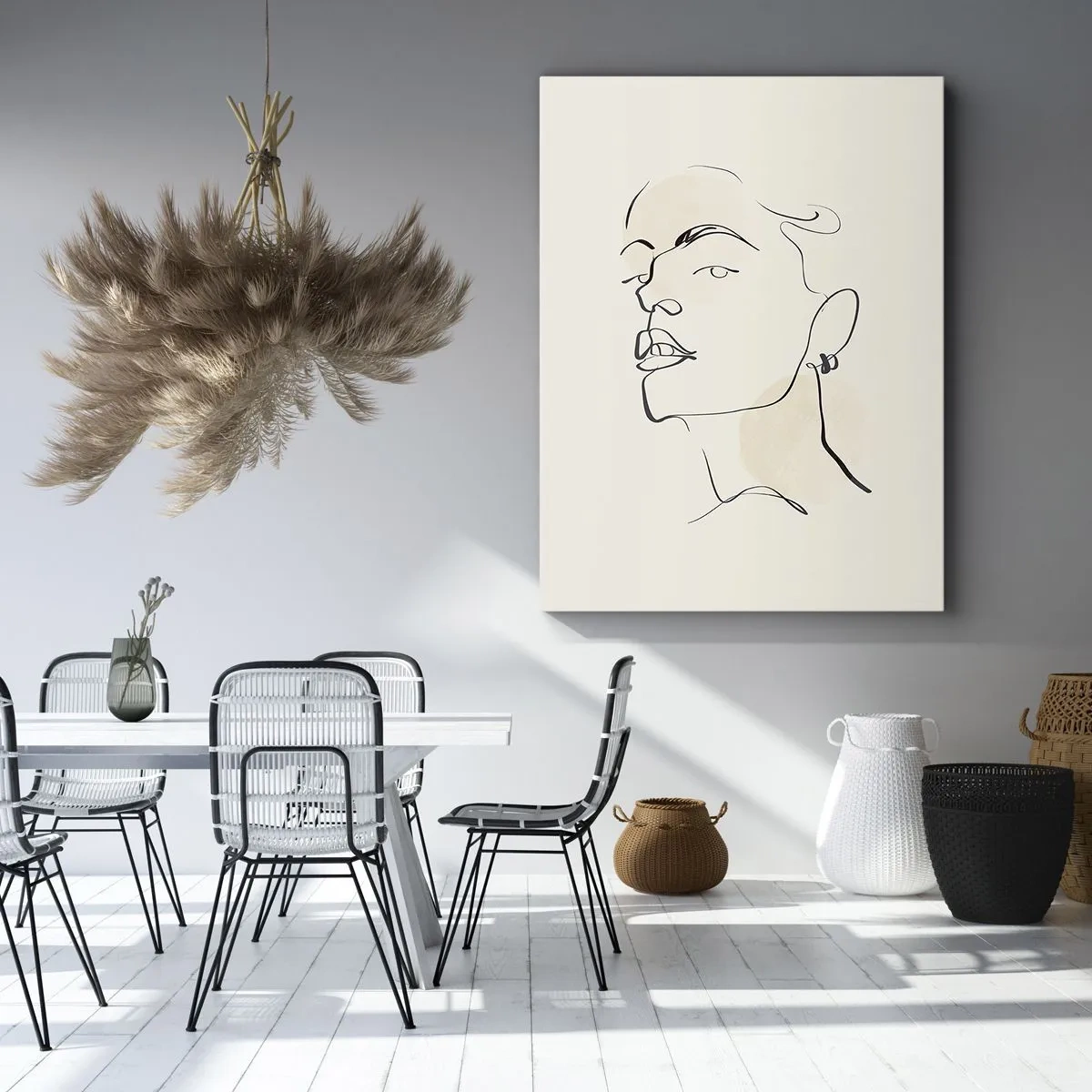 Cuadro sobre lienzo - Impresión de Imagen - Boceto minimalista del rostro de una mujer. - 70x100cm - Una mirada orgullosa - Decoración de pared moderna para salón y dormitorio ARTTOR
