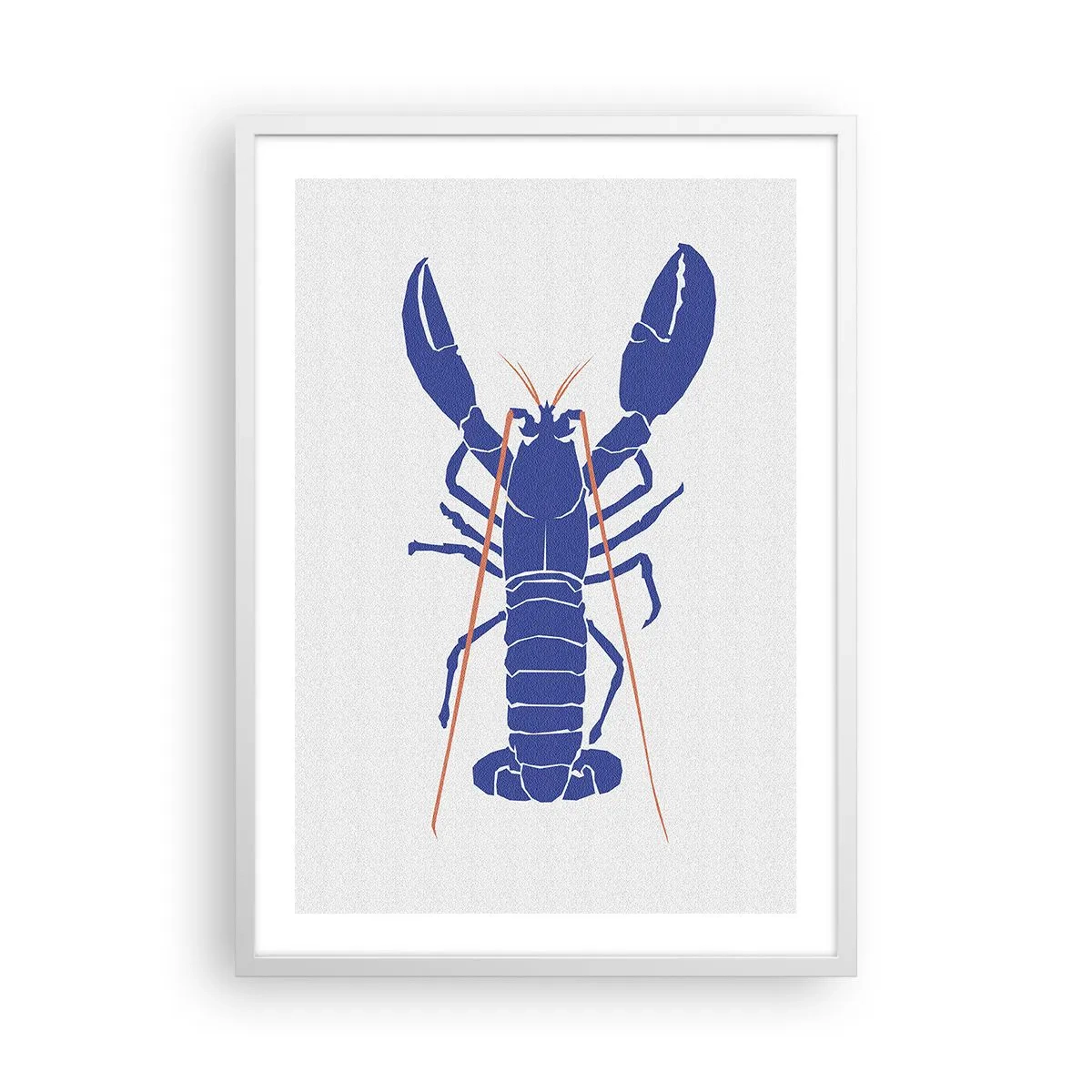 Póster en marco blanco - Langosta exquisita en azul marino - 50x70 cm
