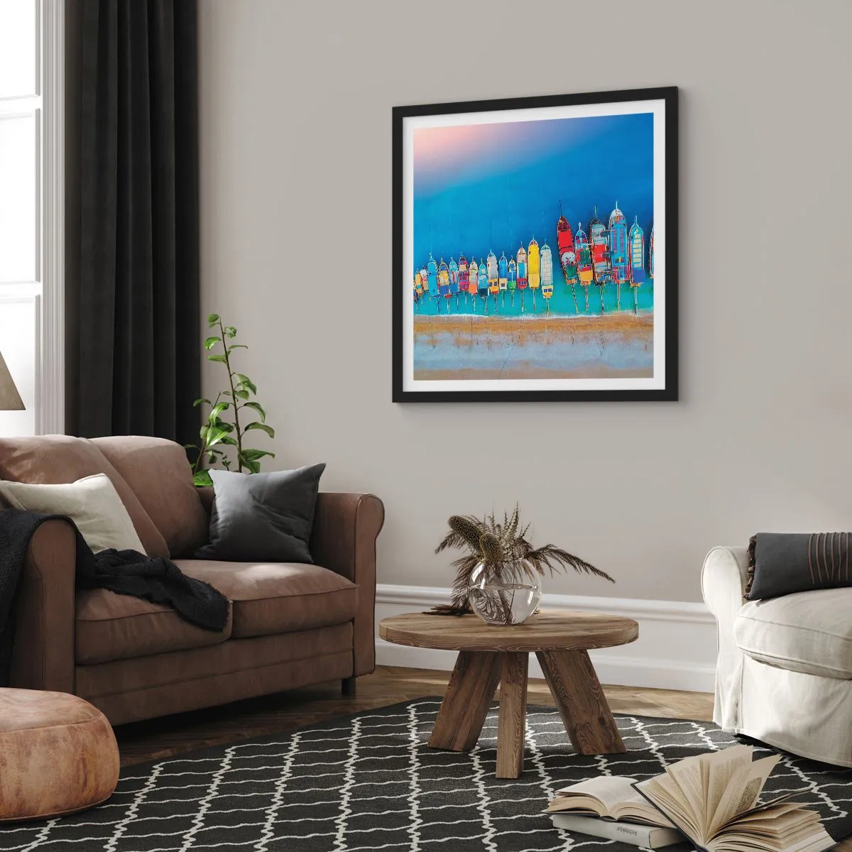 Póster en marco negro - A vista de pájaro - 50x50 cm