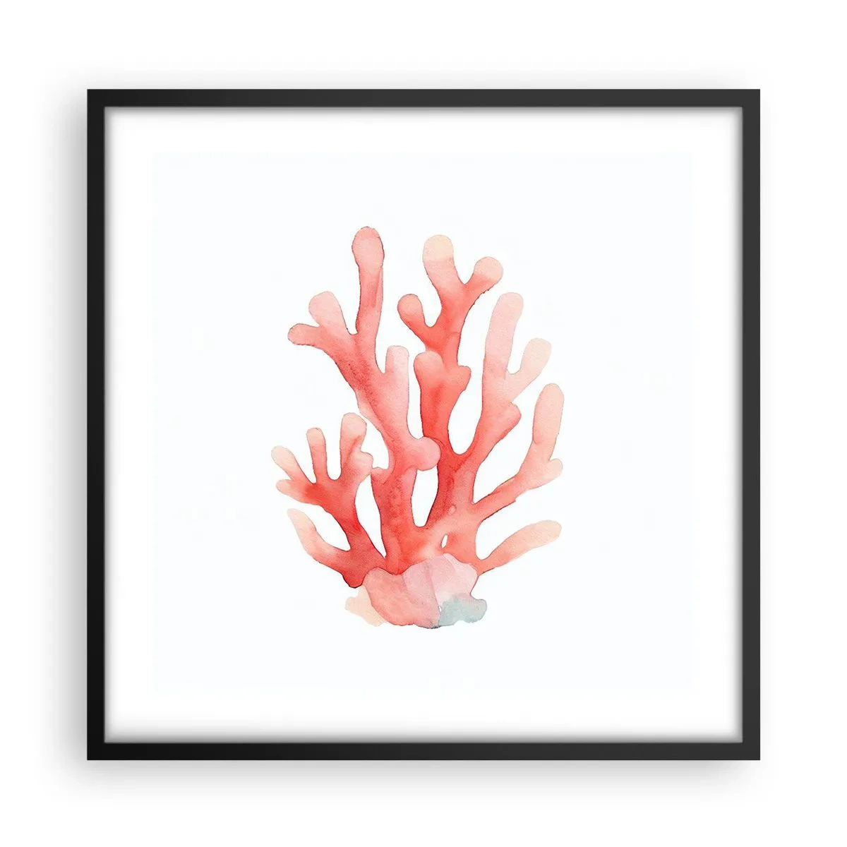 Póster en marco negro - La hermosura del color coral - 50x50 cm