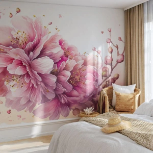 Fotomural Autadhesivo Deluxe Sticker - Flor de cerezo - Floreciente, Flor, Acuarela - 100x70 cm