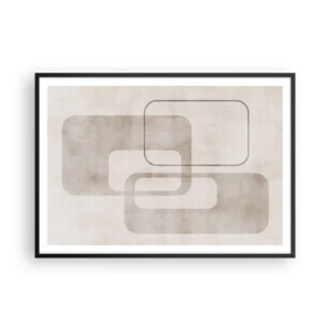 Póster en marco negro - Una composición minimalista con rectángulos en tonos beige sobre un fondo sutil. - 100x70cm - Fuga geométrica - Decoración de pared moderna para salón y dormitorio ARTTOR