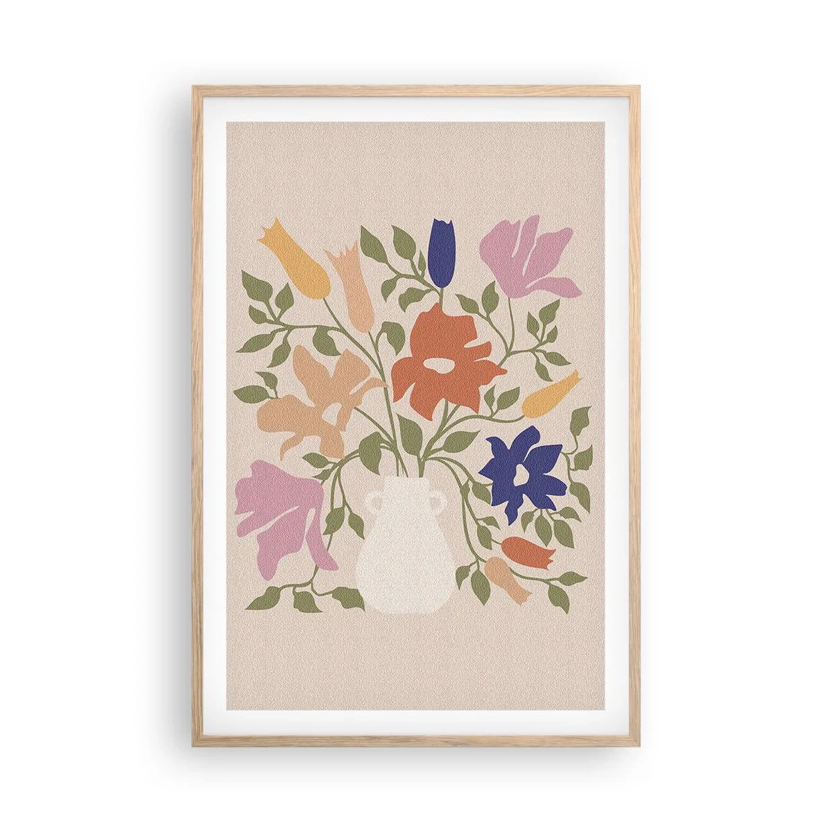 Póster en marco roble claro - Ramo delicado - 61x91 cm