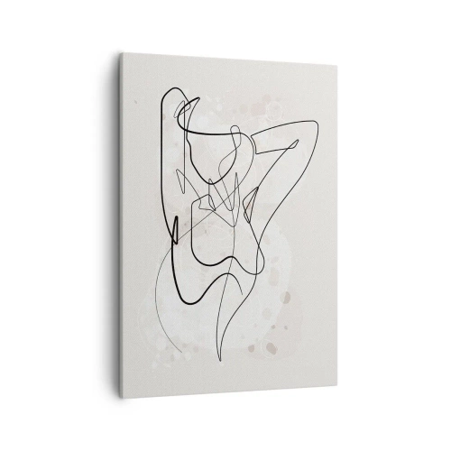 Cuadro sobre lienzo - Impresión de Imagen - Figura de arte lineal abstracto sobre un fondo claro - 50x70cm - El arte de la seducción - Decoración de pared moderna para salón y dormitorio ARTTOR