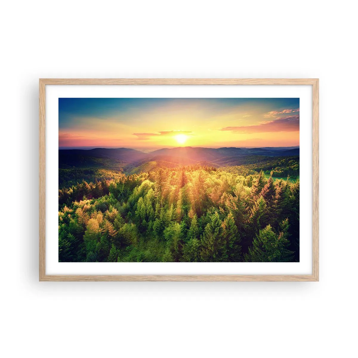 Póster en marco roble claro - Desde lo alto - 70x50 cm