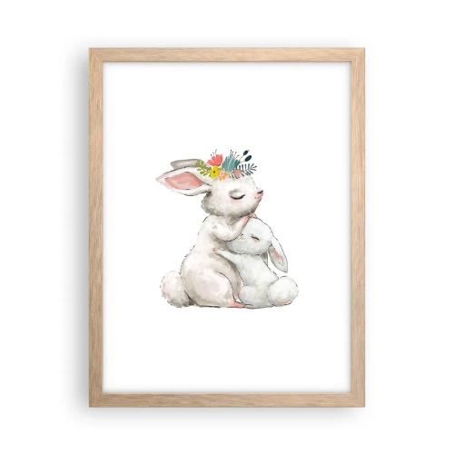 Póster en marco roble claro - En ningún lugar mejor que con mamá - 30x40 cm