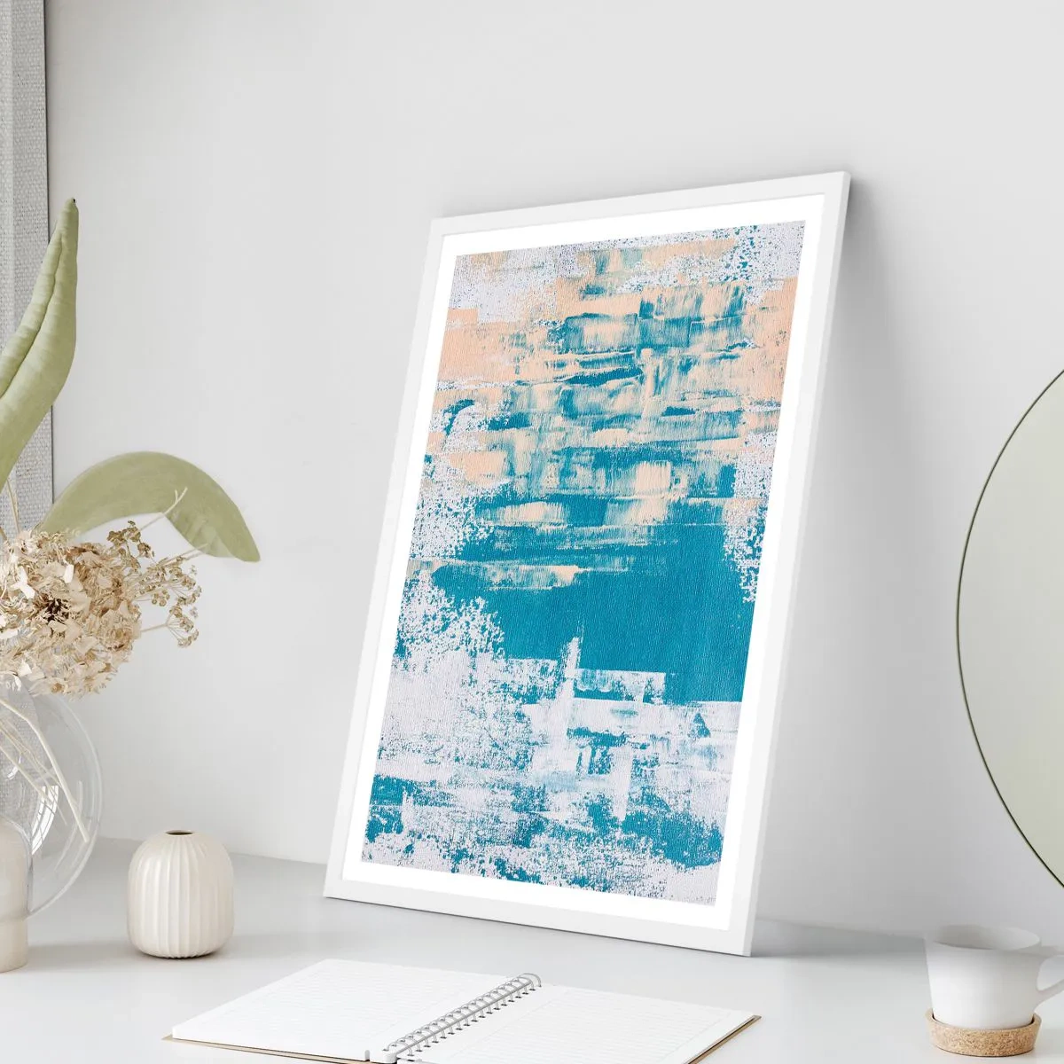 Póster en marco blanco - A través de un carámbano - 50x70 cm