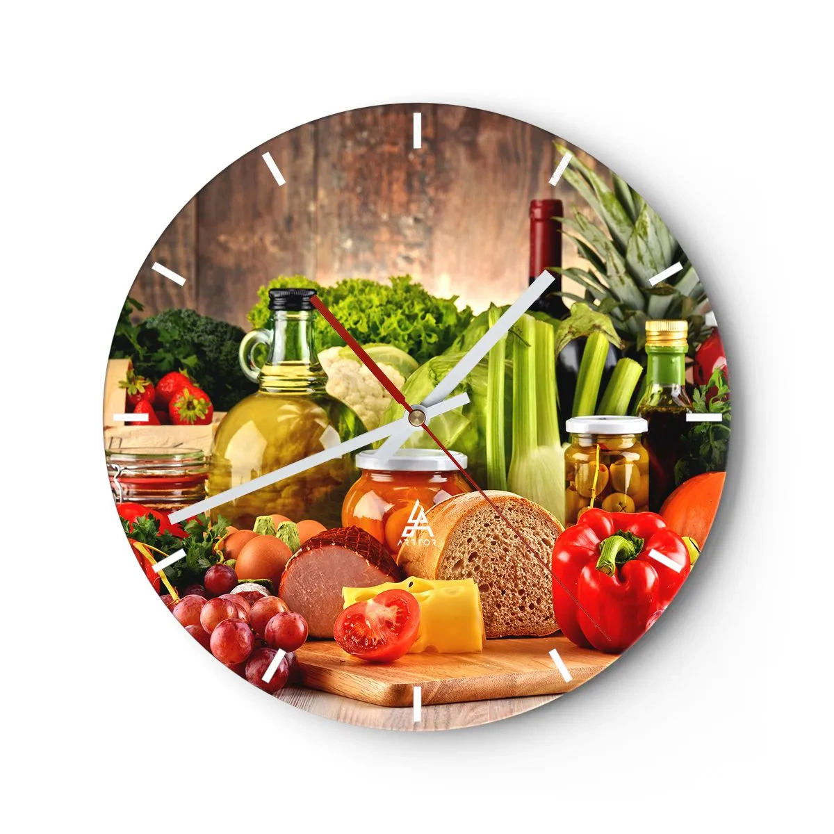 Reloj de pared - Reloj de vidrio - La mesa está lista - 40x40 cm