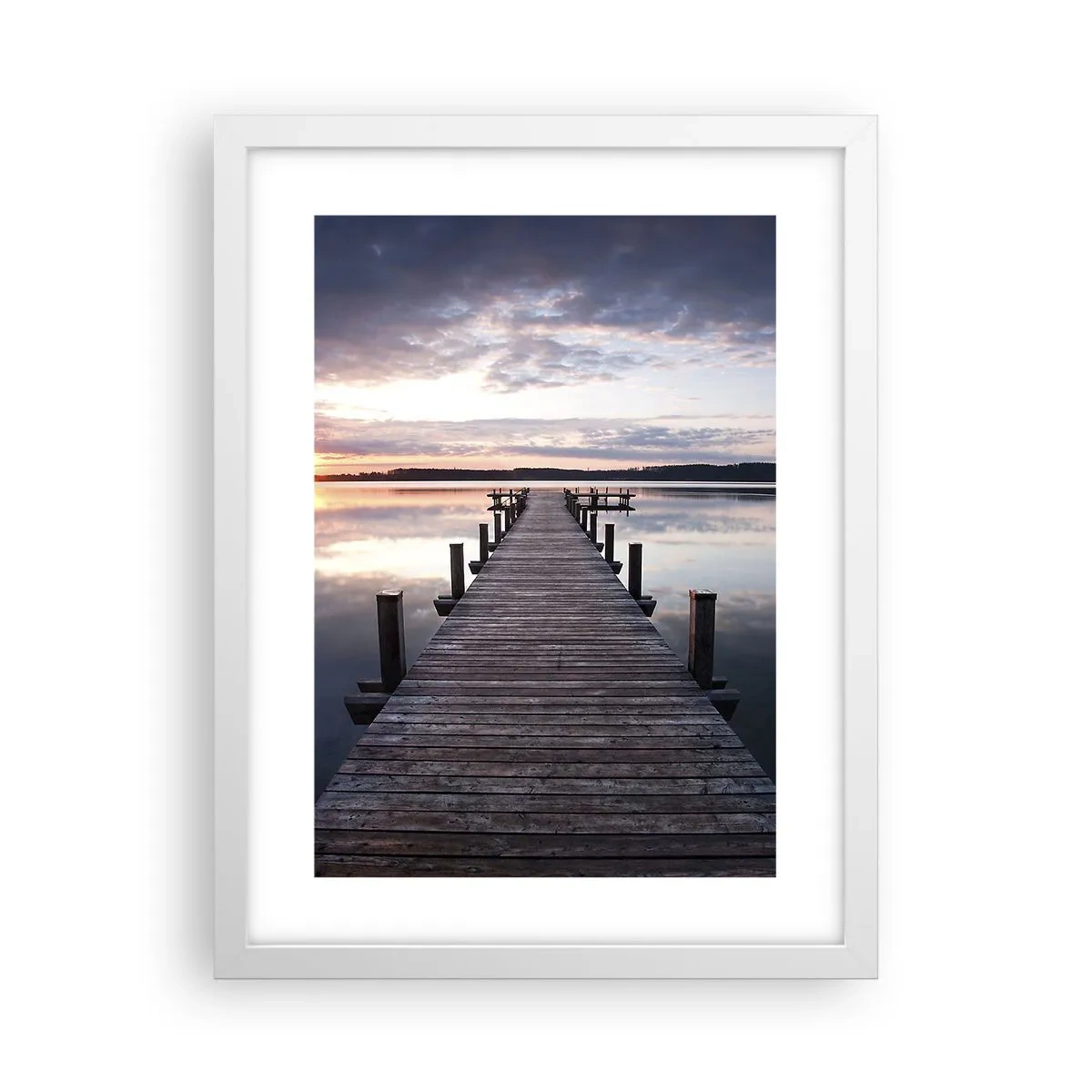 Póster en marco blanco - Frontera silenciosa del día y la noche - 30x40 cm