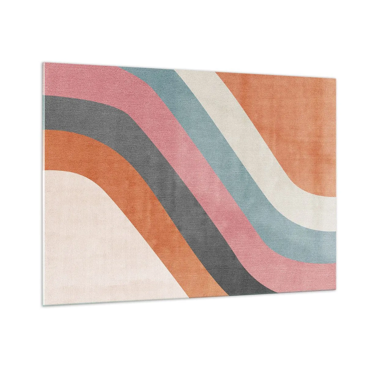 Cuadro sobre vidrio - Impresiones sobre Vidrio - Rayas diagonales de colores sobre un fondo claro - 100x70cm - Composición diagonal - movimiento - Decoración de pared moderna para salón y dormitorio ARTTOR