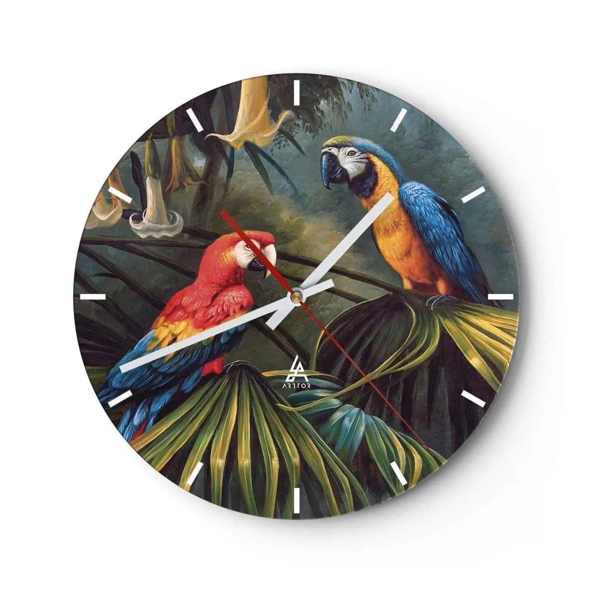 Reloj de pared - Reloj de vidrio - Romanticismo en los trópicos - 40x40 cm