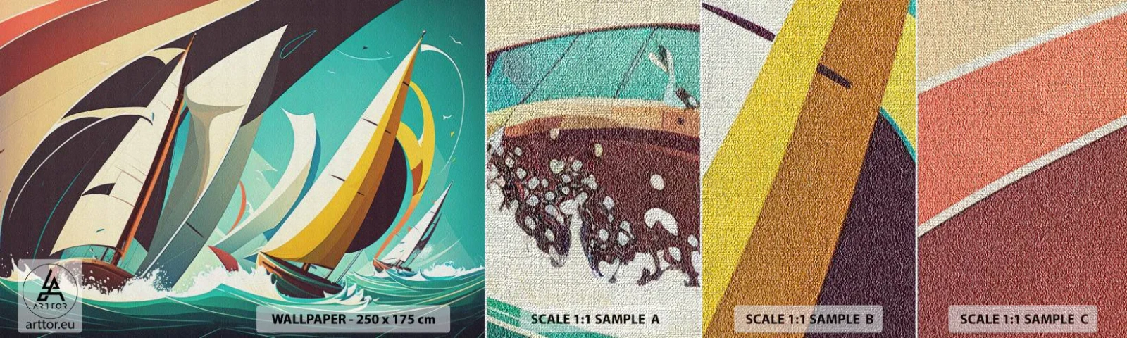 Muestra de fotomural Premium Canvas - Afrontar los elementos - Veleros, Regata, Mar - 100x30 cm