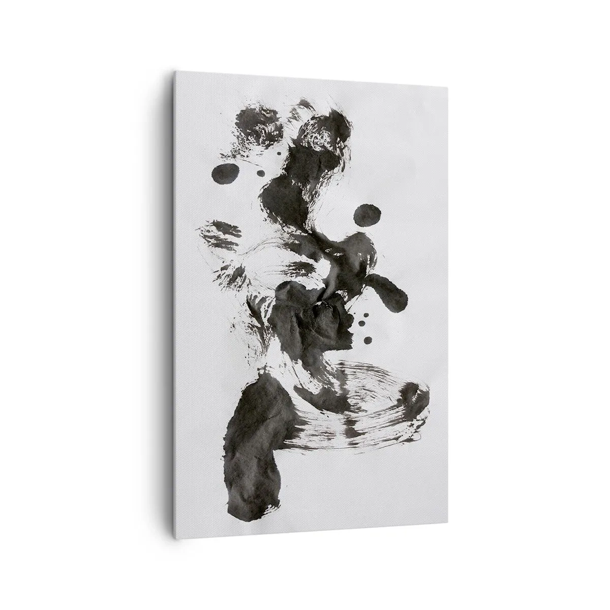 Cuadro sobre lienzo - Impresión de Imagen - Composición abstracta de manchas negras sobre fondo blanco. - 80x120cm - ¿Un método en la locura? - Decoración de pared moderna para salón y dormitorio ARTTOR