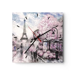 Reloj de pared - Reloj de vidrio - La ciudad del amor - 40x40 cm