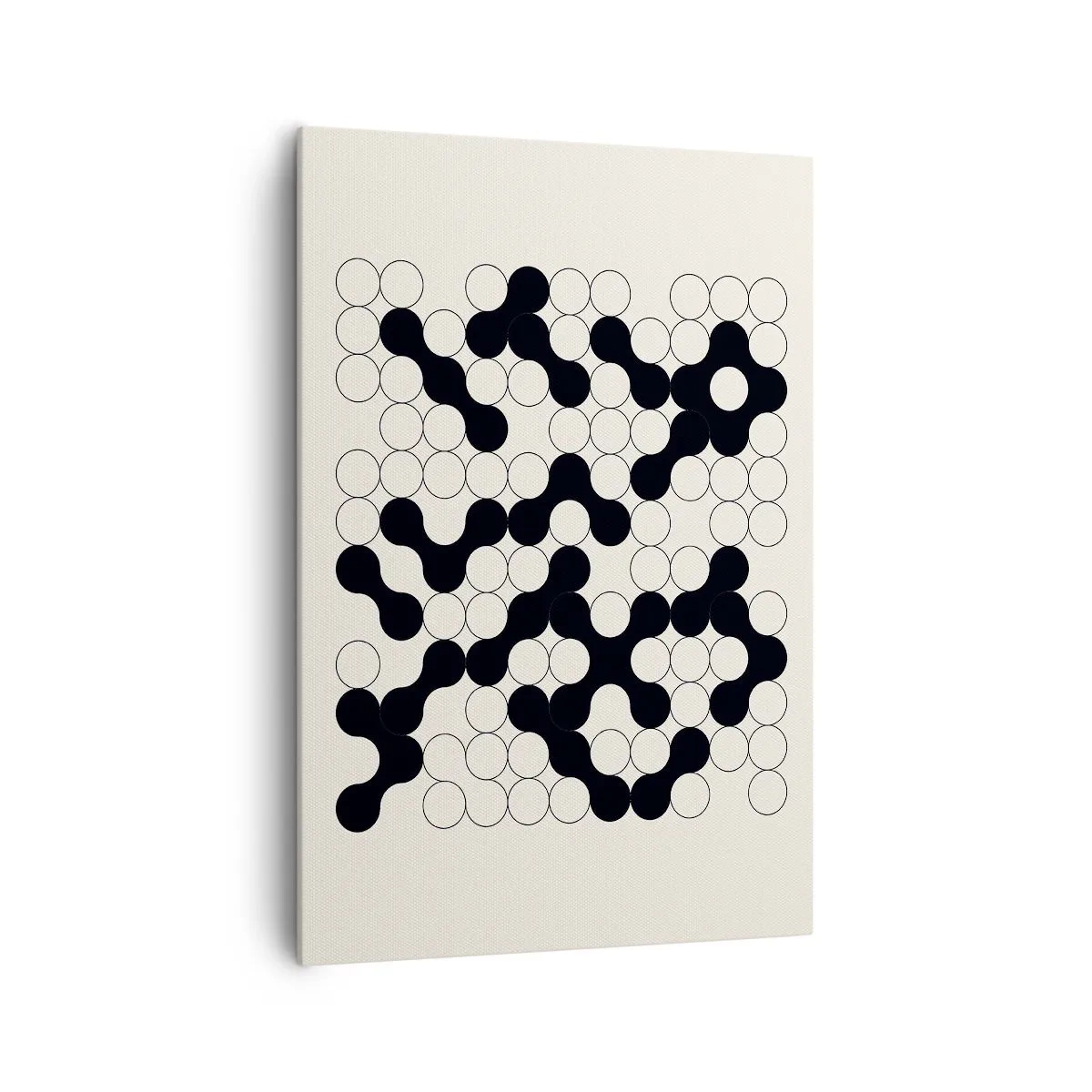 Cuadro sobre lienzo - Impresión de Imagen - Patrones en blanco y negro con círculos sobre un fondo claro. - 70x100cm - Juego chino - una variación - Decoración de pared moderna para salón y dormitorio ARTTOR