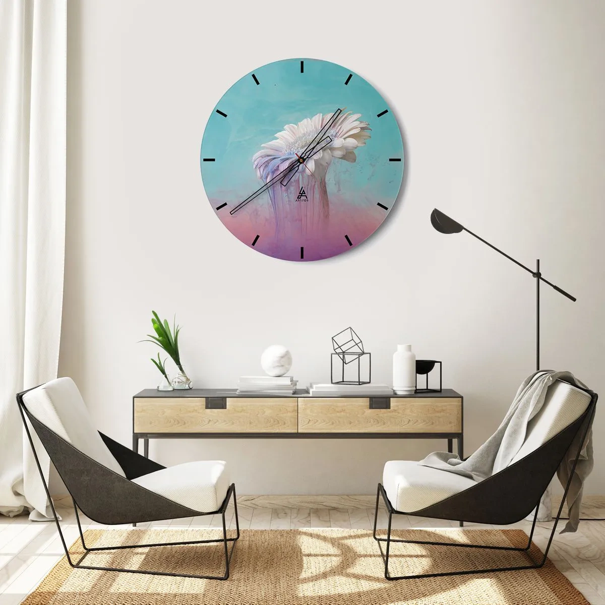 Reloj de pared - Reloj de vidrio - El inframundo de las flores - 40x40 cm