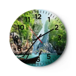 Reloj de pared - Reloj de vidrio - Una invitación a un viaje exótico - 40x40 cm