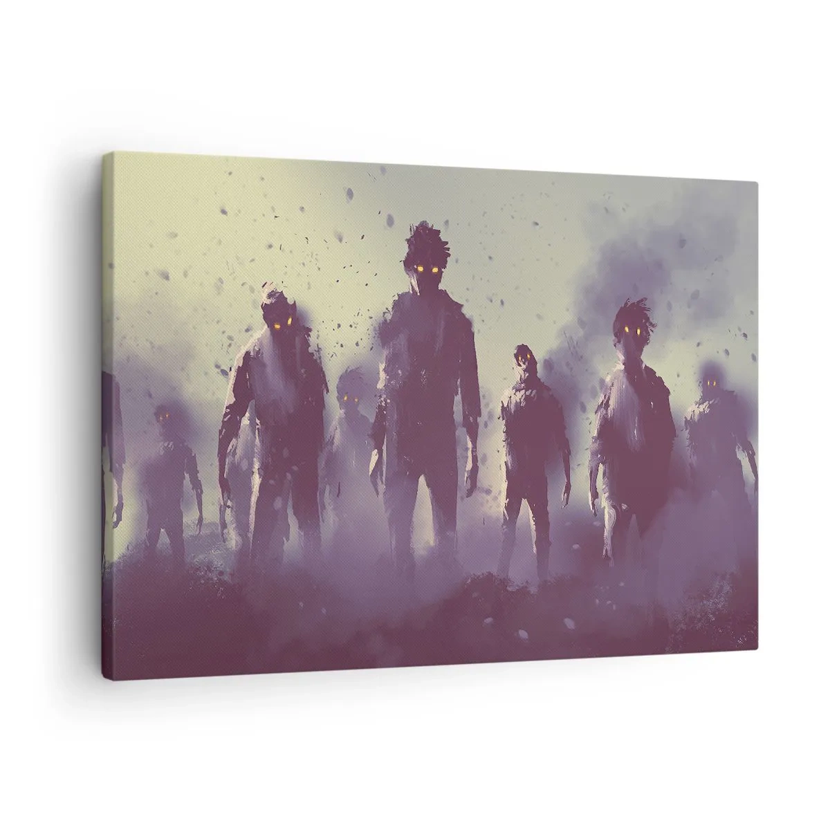 Cuadro sobre lienzo - Impresión de Imagen - Escena oscura con siluetas con ojos amarillos. - 70x50cm - ¡Cuidado! Aquí vienen - Decoración de pared moderna para salón y dormitorio ARTTOR