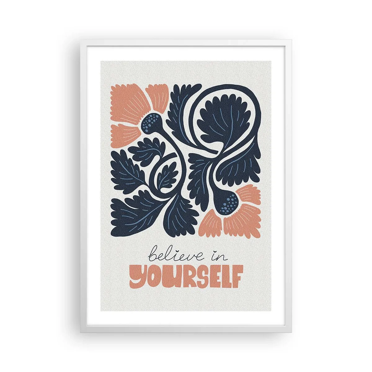 Póster en marco blanco - Crece y florece - 50x70 cm