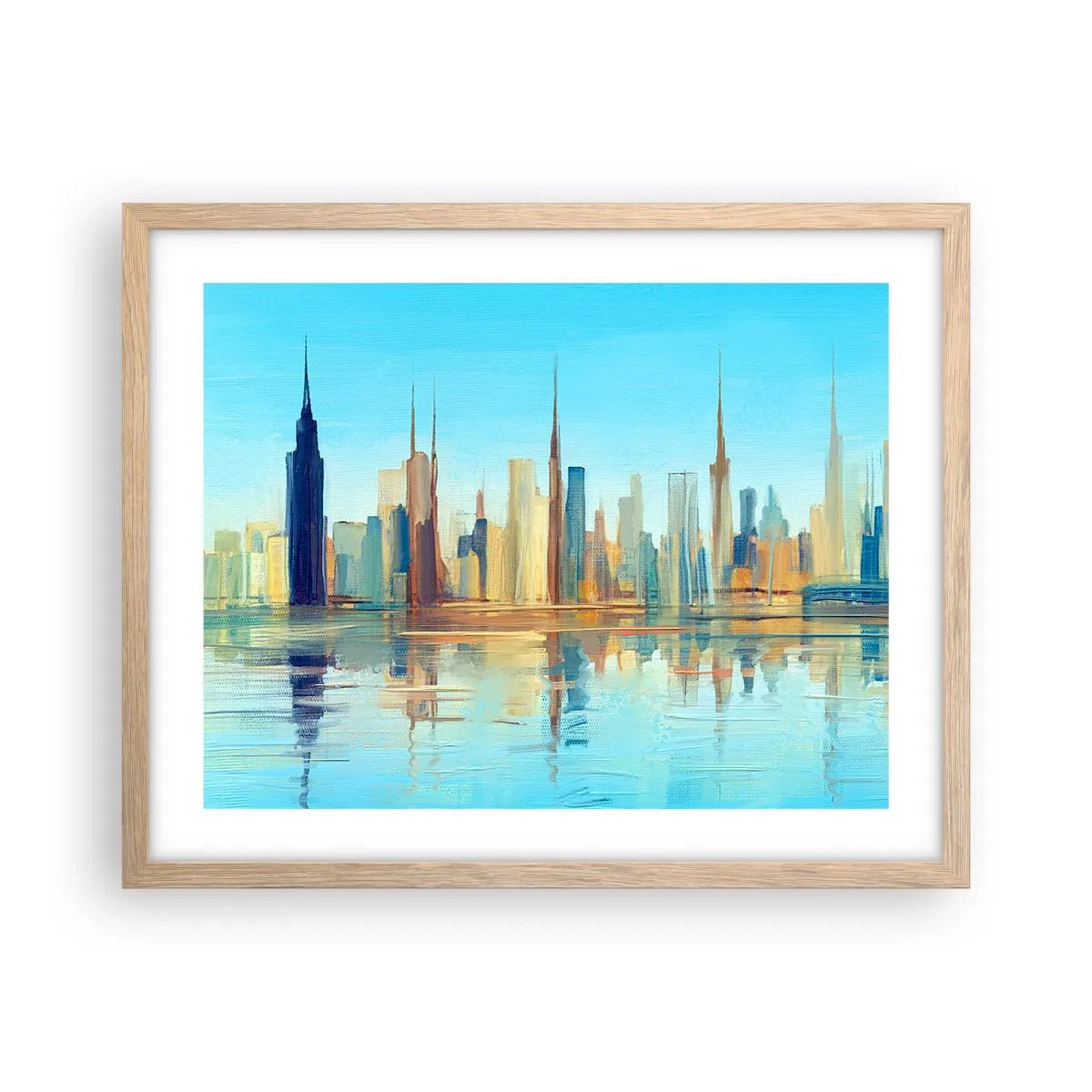 Póster en marco roble claro - Metrópolis soleada - 50x40 cm